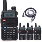 Рация Baofeng UV-5R, 5 Вт, 136 каналов, Двухдиапазонная VHF и UHF, 174-400 и 520-МГц, двухсторонняя радиосвязь UV5R, Любительское радио для охоты, UV 5R и кабель, 4 шт.