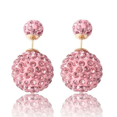 pink Pronuvel, высокое качество, женские серьги, Brinco Pequeno, двухсторонний Хрустальный шар для дискотеки, серьги-гвоздики, хорошее ювелирное изделие HY022 - Окраска металла: pink