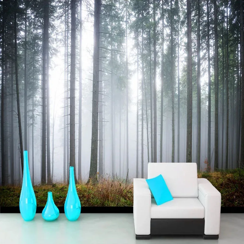 

Custom 3D Wall Murals Misty Forest Nature Landscape Photo Wallpaper Living Room TV Sofa Bedroom Home Decor Papel De Parede 3 D