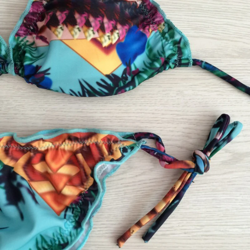 Женщины Сексуальная Хит Цвет Радуги Печати Bikinis Swimsuit Swimwear Пляжа Купальный Костюм