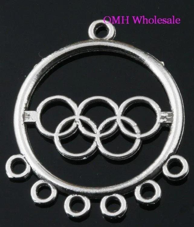 

OMH wholesale Free ship 55pcs The butterfly Tibetan silver pendants earring connectors findings Drop Earrings 31x26mm EH412