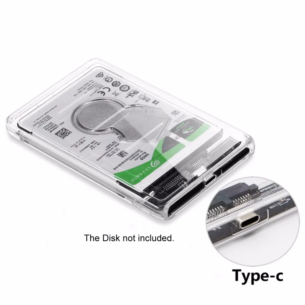 USB C Type до 2 5 дюймов SATA SSD HDD внешний корпус прозрачный для ноутбука и ПК Windows 2000 / XP/ 7/