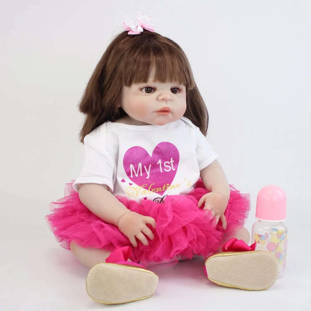 Полностью силиконовая виниловая Кукла реборн 55 см как настоящая 22 дюйма