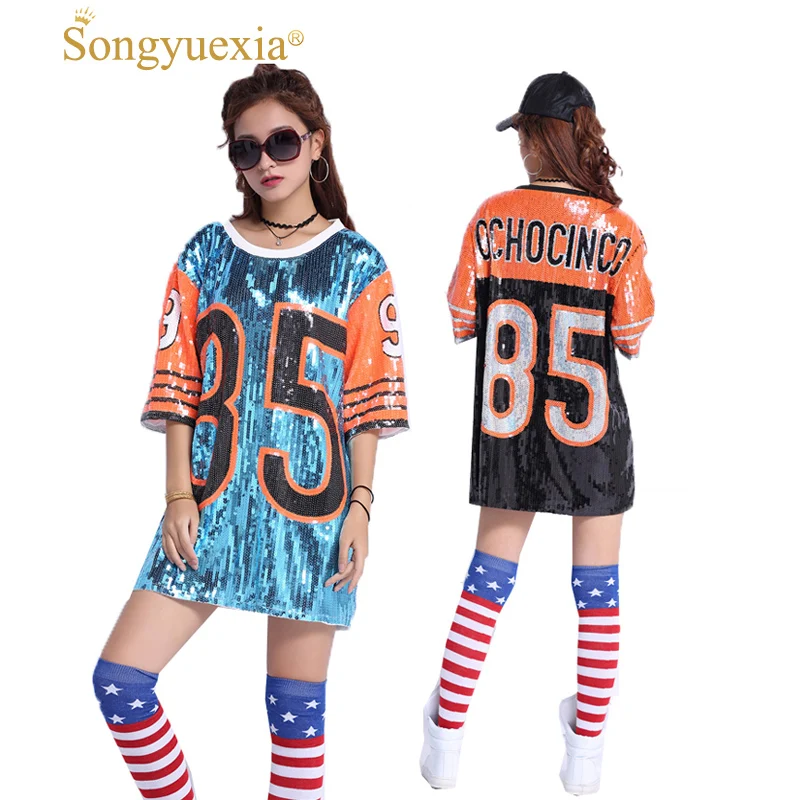 

Songyuexia Code Size Cheerleading Costumes Women's New Paillette Show Dance Clothing with Adult-Heel stage dancewear for Adult