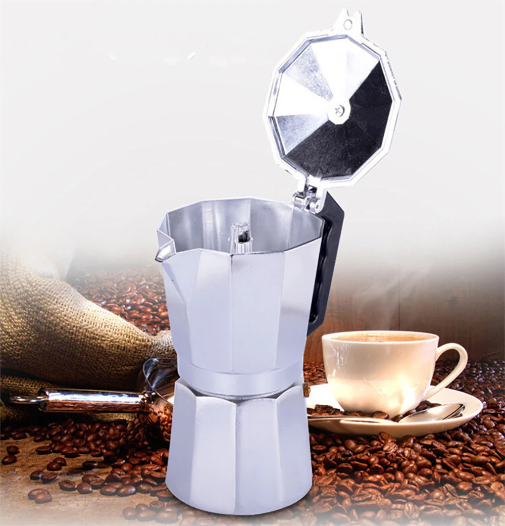 100/150/300/450/600ML Бытовая Алюминиевая гейзерная Кофеварка Кофе чайник плита кофеварка