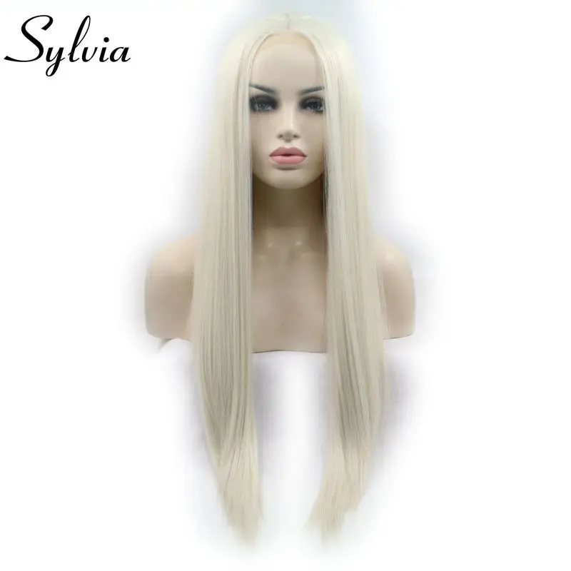 Sylvia 60 # цвет Длинные шелковистые светлые прямые синтетические парики на кружеве