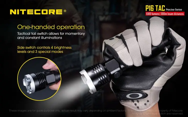 Nitecore P16 TAC CREE XM-L2 U3 1000 люмен светодиодный тактический фонарь с 3100 мАч 18650 Перезаряжаемые Батарея