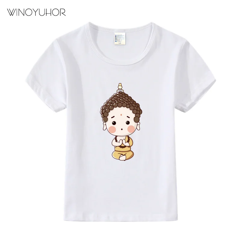 

Buddha Statue Cartoon Printed T Shirt Kids Boys Girls Summer Short Sleeve O-Neck T-Shirt Buddhism Religious Belief Baby Tee