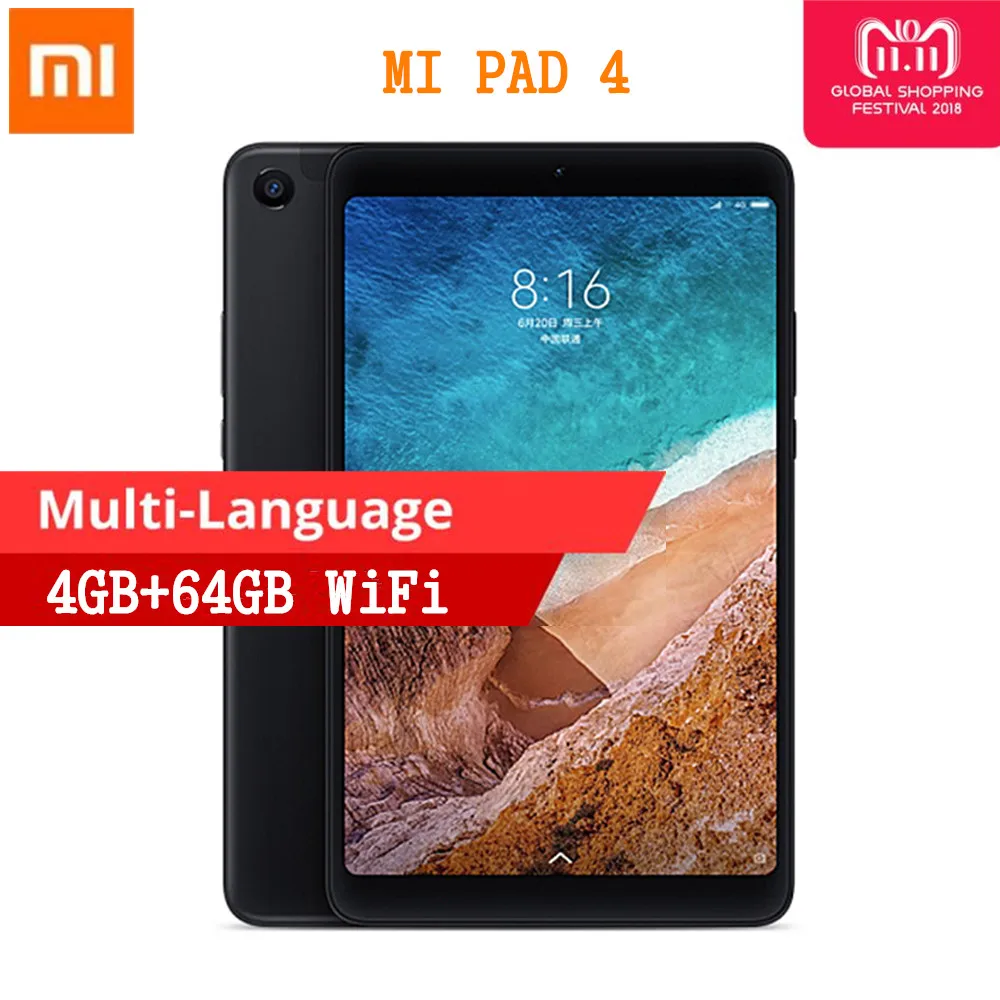 Многоязычный Xiaomi mi Pad 4 планшетный ПК 8 0 дюймов UI 9 Qualcomm Snapdragon 660 Восьмиядерный Гб 64