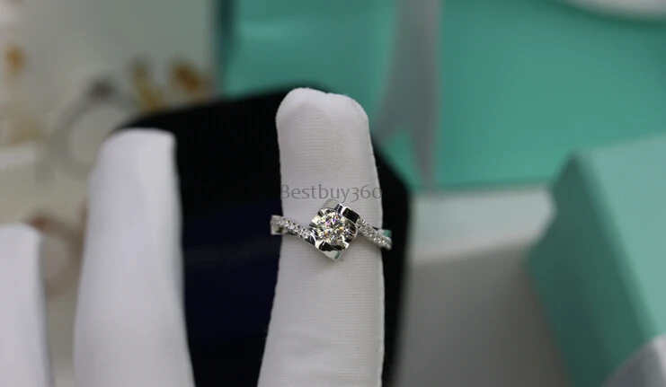 Чистое серебро 0.5ct 925 Серебро S925 кольцо Mariage Nupcial De Mariee Люминесцентная Свадебная