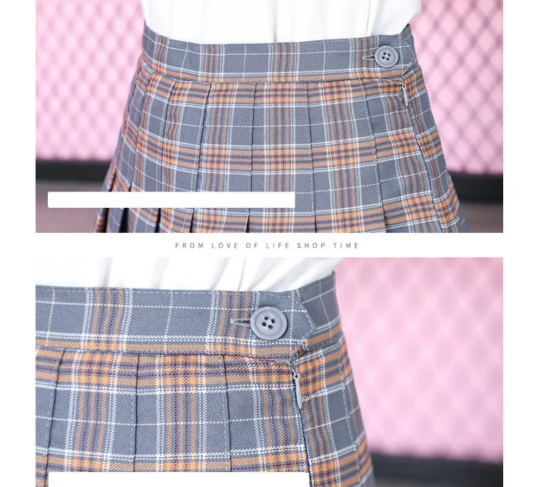 Плиссированная юбка в клетку для женщин и девочек модные летние корейские