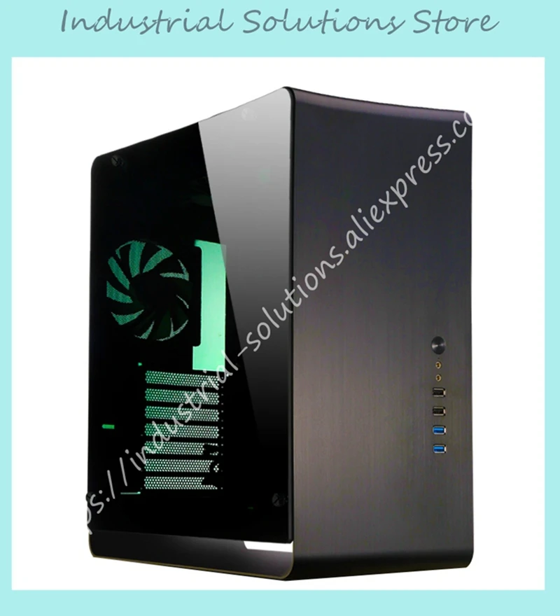 Новый чехол для компьютера UMX4 черный ATX алюминий закаленное стекло боковая