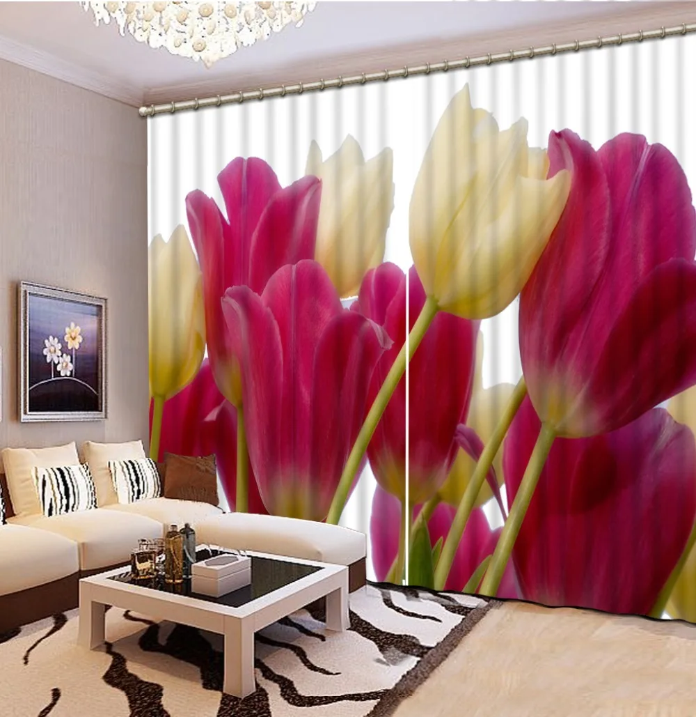 3D Curtain Printing Blockout Polyester 3d Curtains Blackout for Living Room Kids Bedroom Fabric rose curtains | Дом и сад