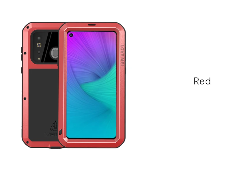 Красный Love Mei металлический чехол для samsung Galaxy A9 A8 A6 плюс A9S A8S S10 5G Plus S10E A70 бронированный противоударный чехол для телефона чехол - Цвет: Красный