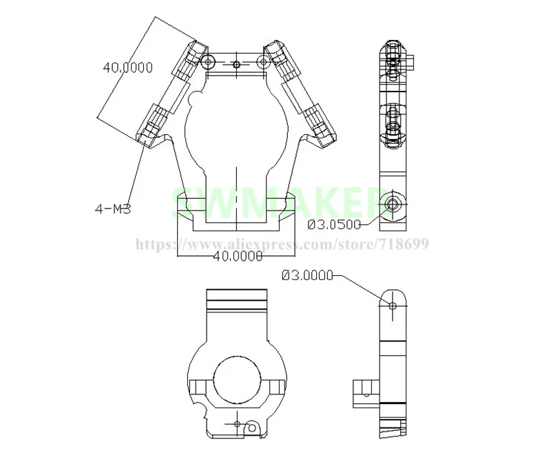 3D-принтер M3 Delta Kossel нейлоновый эффектор рыбий глаз с автоматическим