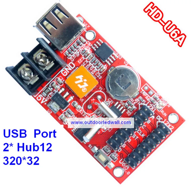

huidu U6A,,u6A u disk controller, Support 320*32, 2pcs HUB12 ,Support one color, two color p10 led module,cheapest 2.99USD/PCS