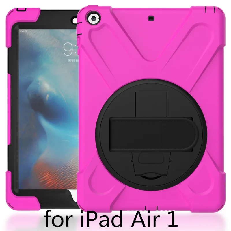 Чехол для Apple 2013 iPad Air 1: A1474'A1475'A1476. YCJOYZW-детский безопасный противоударный защитный мягкий силиконовый+ жесткий чехол - Цвет: Rose-haidao-5