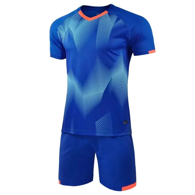 blue Новые молодежные мужские футбольные майки с коротким рукавом чёрный футбольный тренировочный костюм футбольная команда трикотажный костюмчик ручная работа под заказ - Цвет: blue