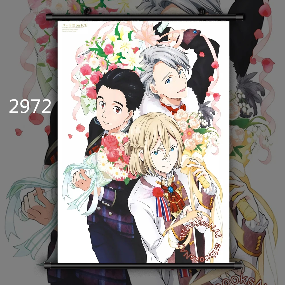 2972 Yuri On Ice Group Аниме Манга настенный плакат свиток D - Цвет: 2972