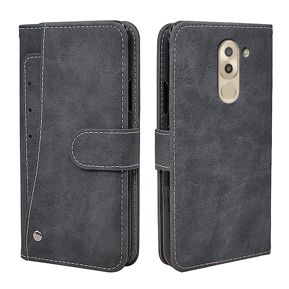 Роскошный винтажный чехол для Huawei GR5 2017 Mate 9 Lite Flip Leather TPU Wallet Cover Honor 6X Cases с держателем для карт.