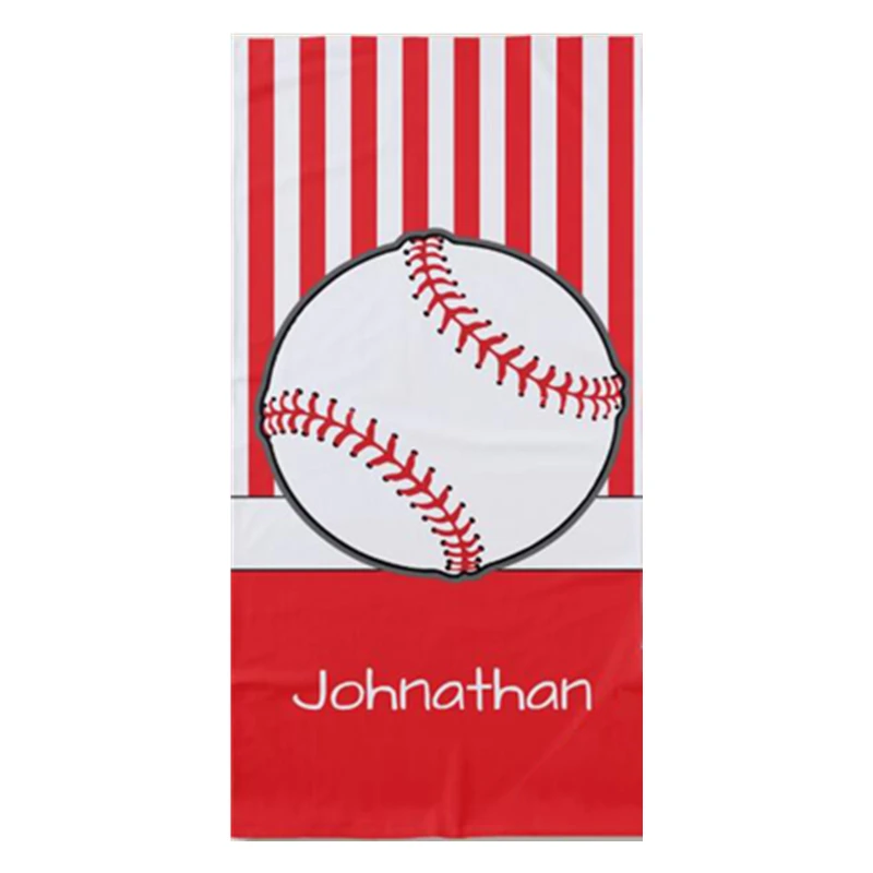 

Novelty Personalised Baseball Sports Beach Towels Custom Name Microfiber Baseball Team Face Swimming Bathroom Towel Men Boy Gift