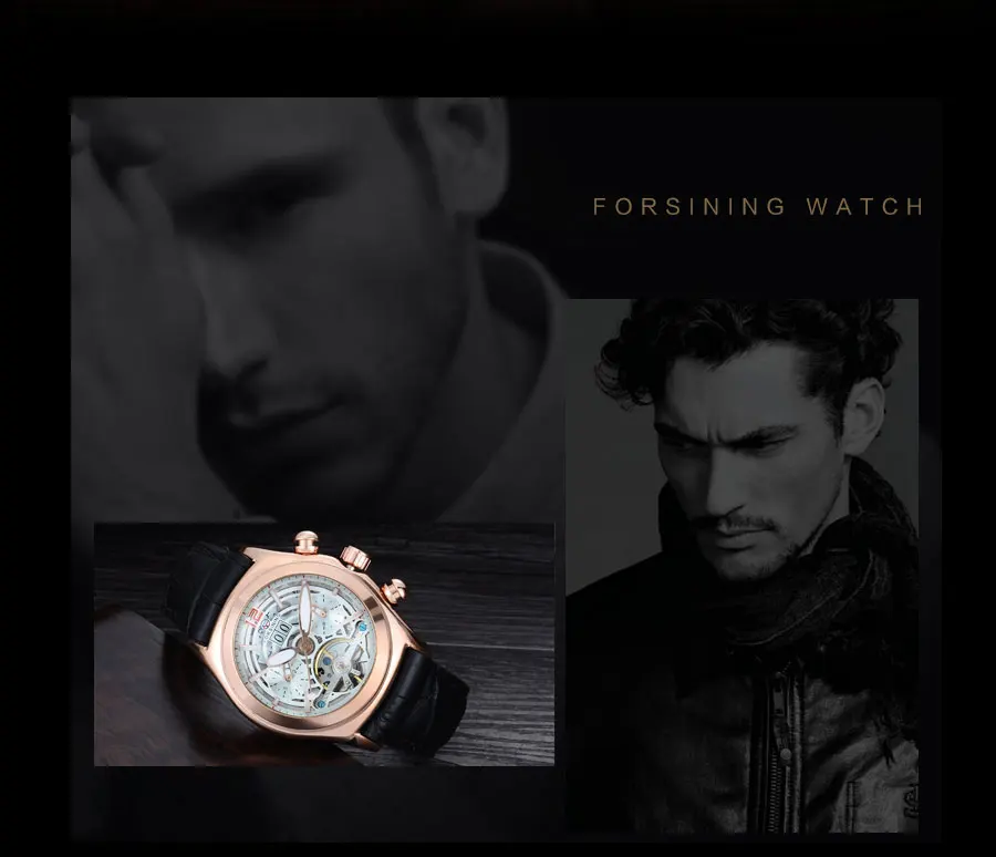 Forsining выпуклая стеклянная стильная Tourbillion 3D дизайнерская Натуральная кожа ремешок мужские часы лучший бренд класса люкс автоматические часы