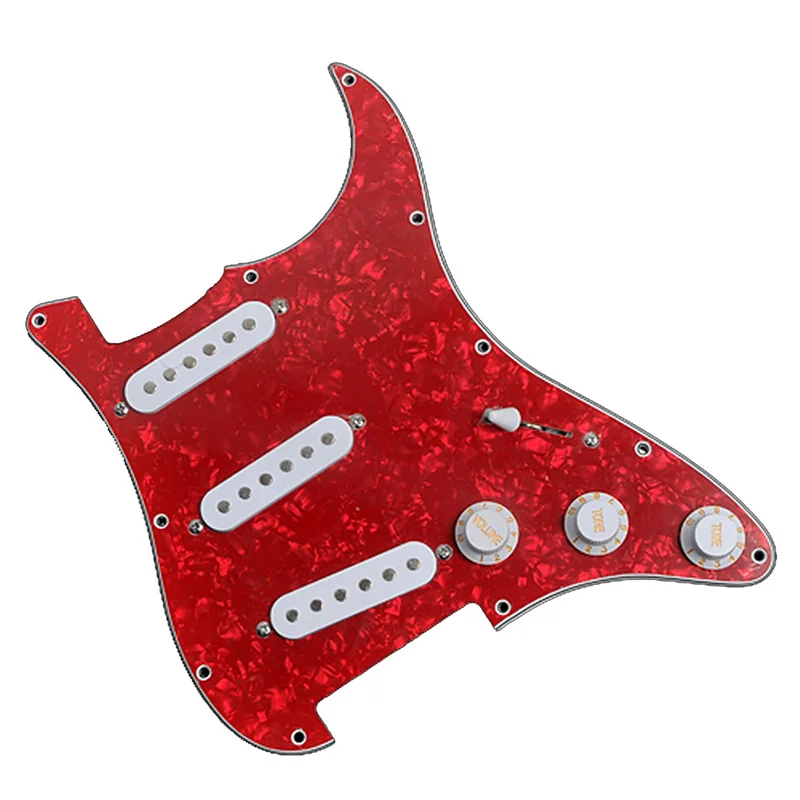 Kmise электрогитара загружена накладку царапин пластины для Fender Strat части 3 слоя SSS черный - Цвет: Red