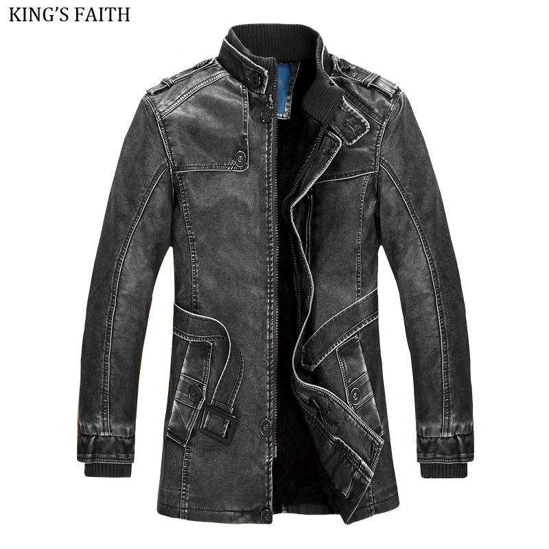 King's Faith Зимняя шерстяная одежда брендовая теплая Кожаные куртки Для мужчин