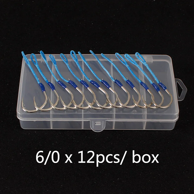 6s0 x 12 pcs 5/0 или 6/0 из высокоуглеродистой стали с одним крюком Mustad для медленной ловли приманки для ловли морской катер - Цвет: 6s0 x 12 pcs