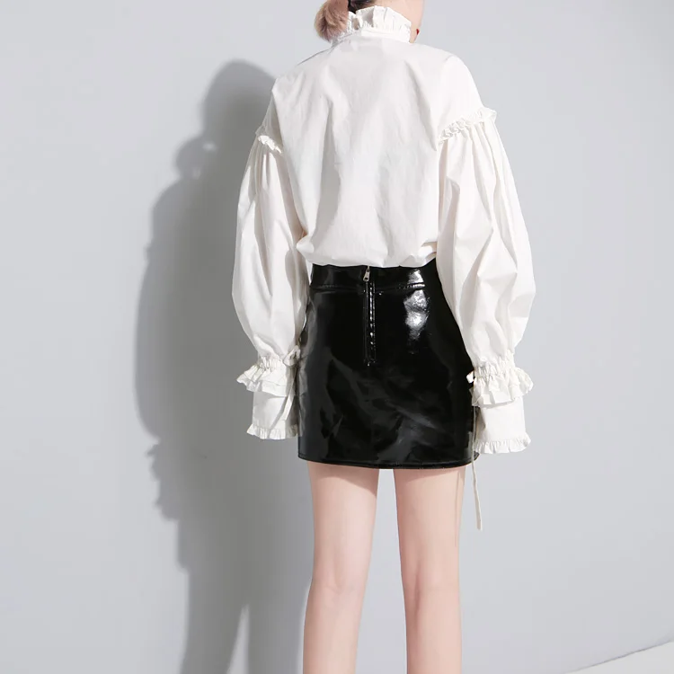 Женская блузка GetSpring белая рубашка из хлопка в стиле ретро с бантом и длинным