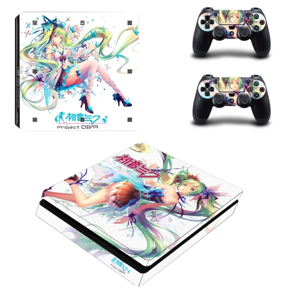 Виниловая наклейка с рисунком милой девушки Хацунэ Мику PS4 Slim Skin для консоли