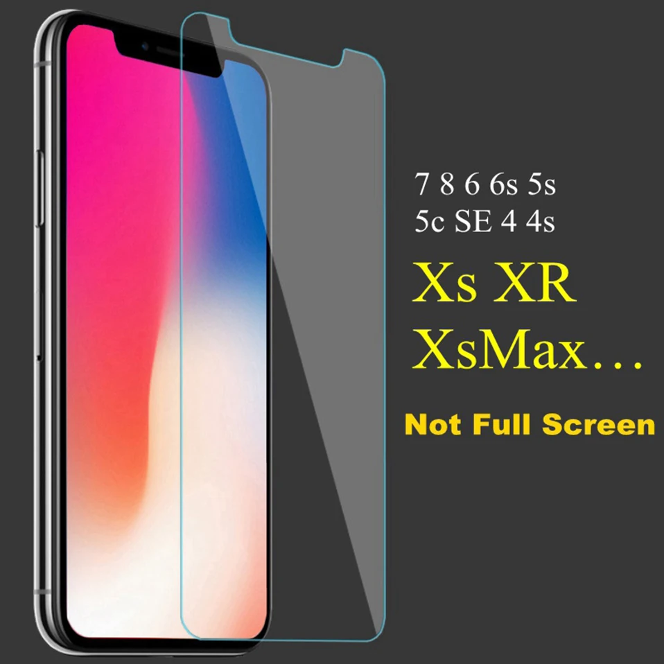 Закаленное стекло для iPhone Xs MAX 8 7 6s Plus SE 4 4S жесткая Защитная стеклянная пленка X 5 5S 6