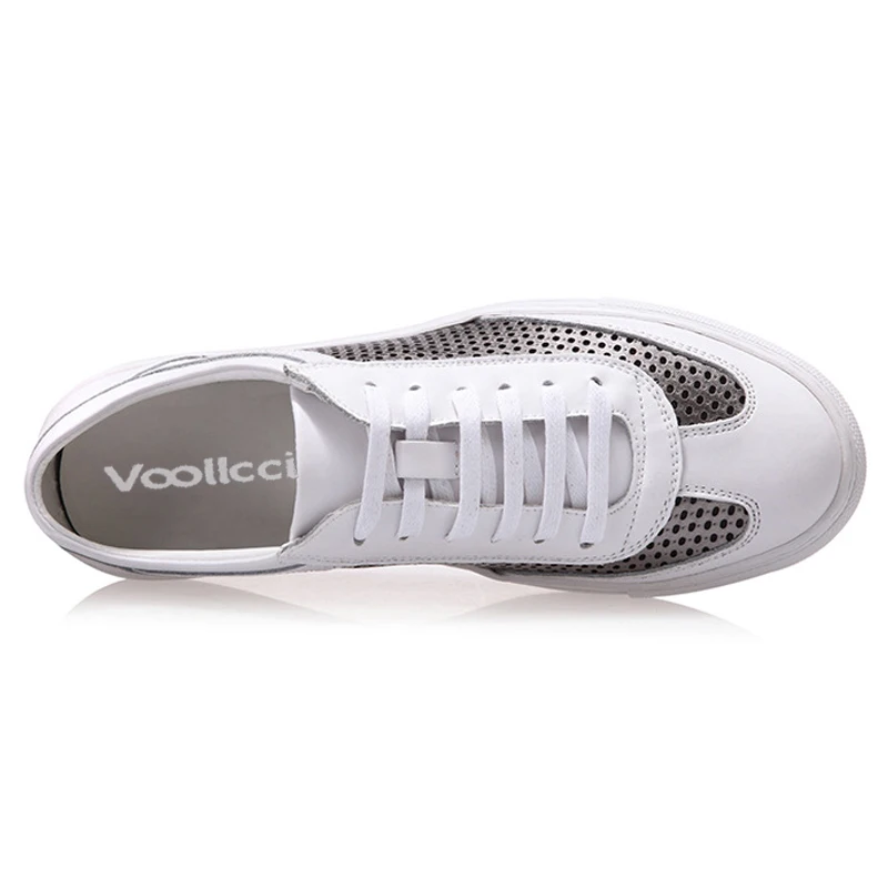 Voollcci New 2018 Men Casual Shoes Leather Summer Breathable Holes Luxury Brand Flat for Genuine Oxford Man | Обувь