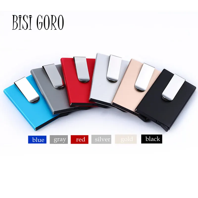 BISI GORO Metal Business Card Case Fashion Simple Credit Holder Rfid Anti-theft Brush Protective Cover | Багаж и сумки