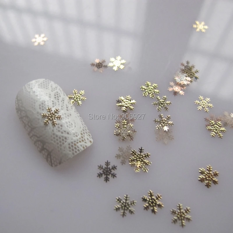 MS172 2 100 шт золотые милые снежинки металлические наклейки для дизайна ногтей