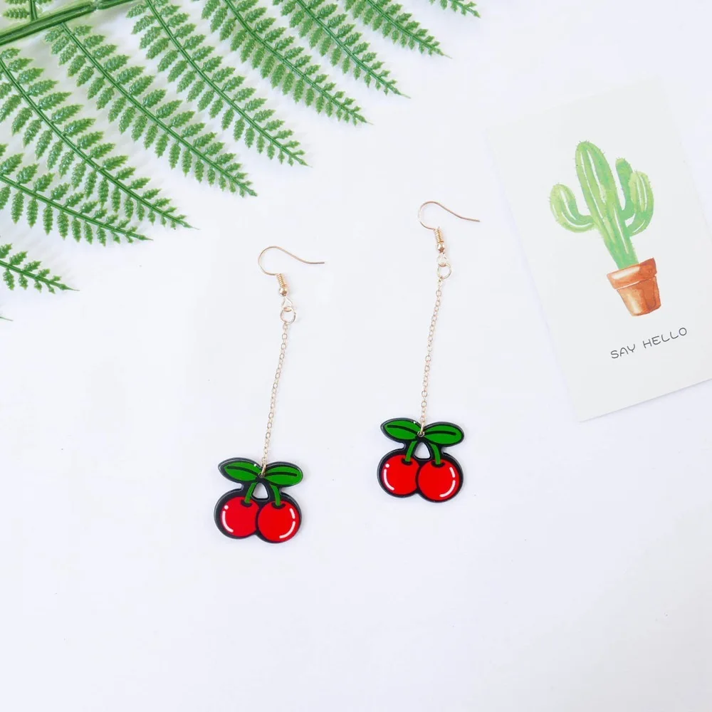 New Chic Fruits Plastic Earrings Pineapple Small Fresh Girl's Cute Female Jewelry Dropshipping | Украшения и аксессуары