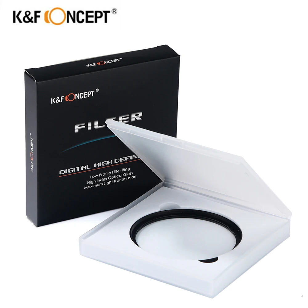 K & F CONCEPT HD тонкий УФ фильтр для объектива камеры 37/40.5/46/49/52/55/58/62/67/72/77/82 мм камера Canon
