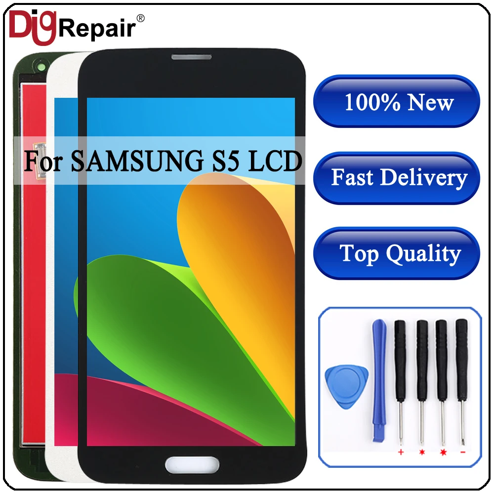 G900F ЖК-дисплей для samsung S5 ЖК-дисплей G900F G900A ЖК-дисплей Дисплей G900P G900T G900V Сенсорный экран Digitizer Замена для Galaxy S5 Дисплей