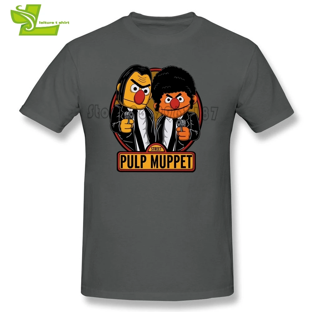 Pulp Fiction Muppet Street T Shirt Men's Short Sleeve O Neck Cheap Tee Male Oversize Tshirts Printed Loose Guys Shirts | Мужская