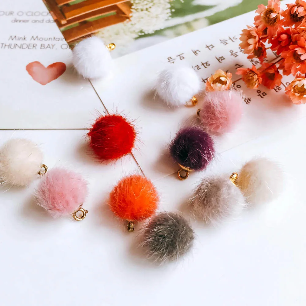 Imitation Wool Round Ball Stuff Goods Eardrop Pendant Charms Earrings Accessories Jewelry Components Finding Diy Material 10pcs - купить по