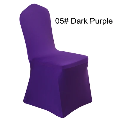 Dark Puple 100 шт, Универсальный Белый эластичный спандекс, лайкра, декоративный стул, чехлы для свадьбы, вечеринки, банкета, отеля, дома, праздника - Цвет: Dark Puple