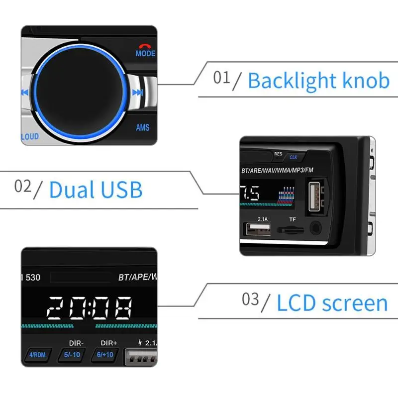 SWM 530 автомобильный аудио MP3 музыкальный плеер радио в тире Bluetooth 4,0 Двойной USB AUX головное устройство с пультом дистанционного управления автомобильный Viedo плеер