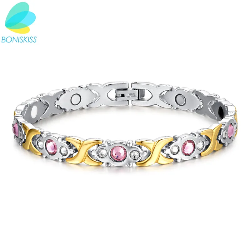 Boniskiss модный розовый браслет с кристаллами ювелирные изделия магнитные браслеты