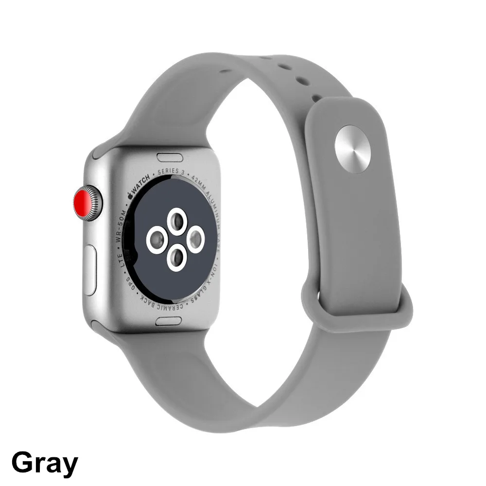 gray Ремешок для iWatch 38 мм 4 44 мм серия 4 3 2 1 ремешок силиконовый браслет для Apple Watch 42 мм 40 мм силиконовые женские ремни - Цвет ремешка: gray