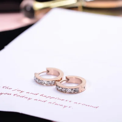 rose white crystal YUN RUO женские серьги-кольца с инкрустацией в виде белой раковины цвета розового золота, титановая сталь, ювелирные изделия, подарок для девушек, вечерние, никогда не выцветают - Окраска металла: rose white crystal