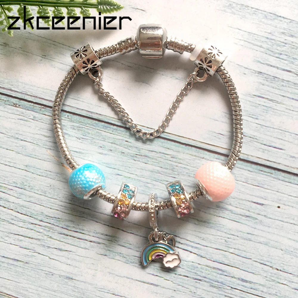 ZKCEENIER,, Кристальный, капля воды, очаровательный, брендовый браслет, браслет, Европейский, золотой цвет, бисер, подходит для DIY, женский браслет, ювелирное изделие - Окраска металла: PB0017