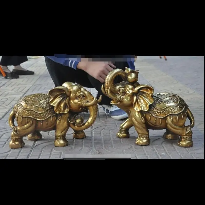 Благоприятный Китай латунные фэншуй yuanbao Тыква богатство Lucky статуя слона