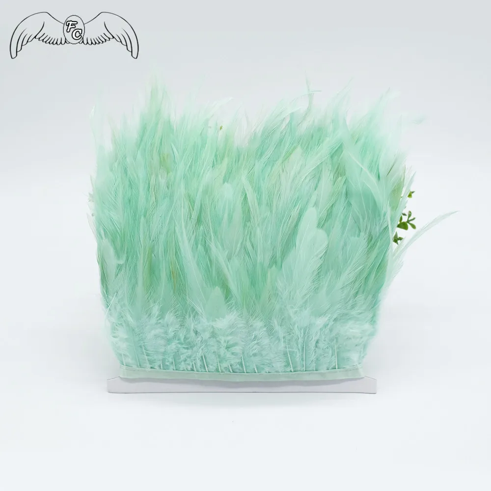 mint 10 ярдов 8-15 см натуральный Hackle куриное перо отделка петух перо лента бахрома для платья/юбки/ремесла DIY аксессуары - Цвет: mint