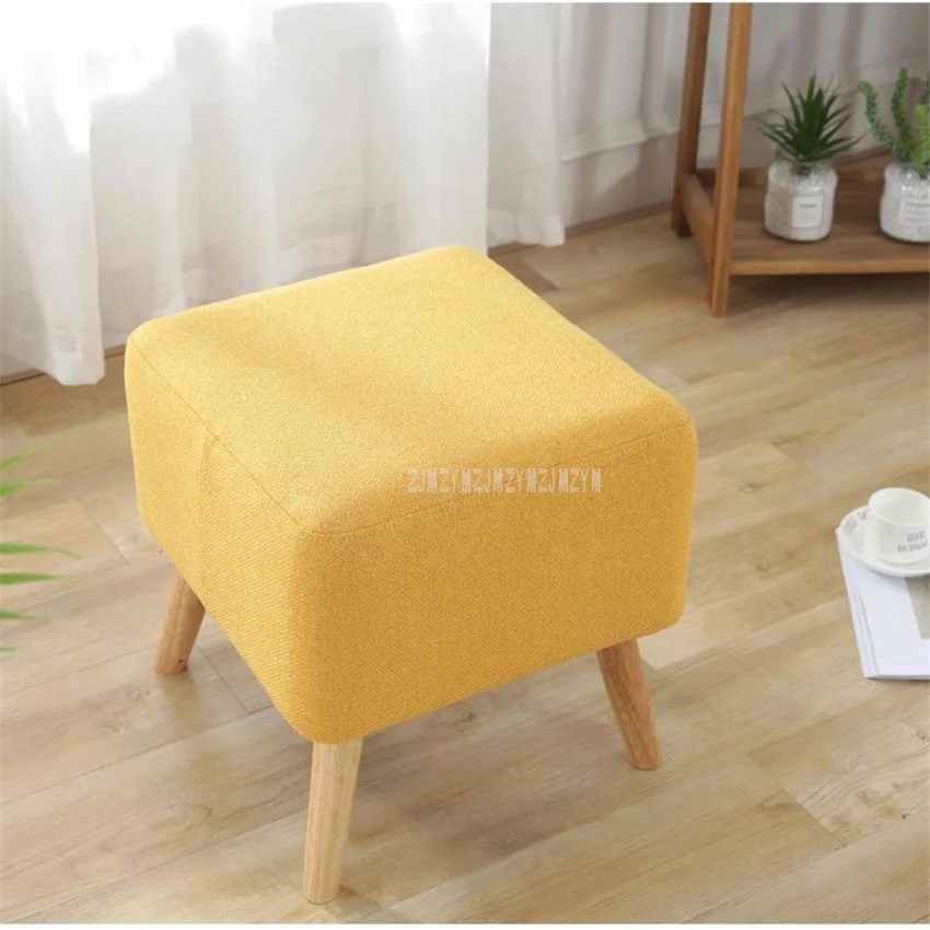 Modern Upholstered Soft 4 Wood Legs Foot Low Stool Cotton Living Room Shoes Change Bedroom Sofa Side Mini Ottoman |