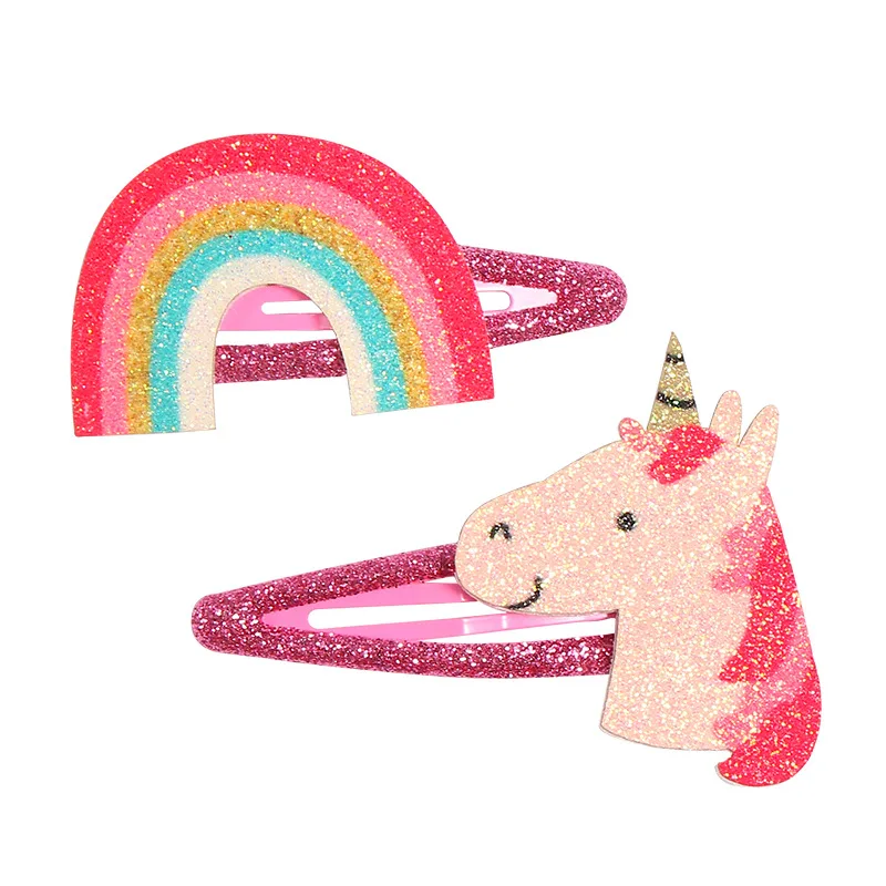 

10Sets ins Boutique Glitter Rainbow Unicorn Icecream Cupcake Panda Snap Clips Party Hat Heart Bow Barrettes Fashion Headwear